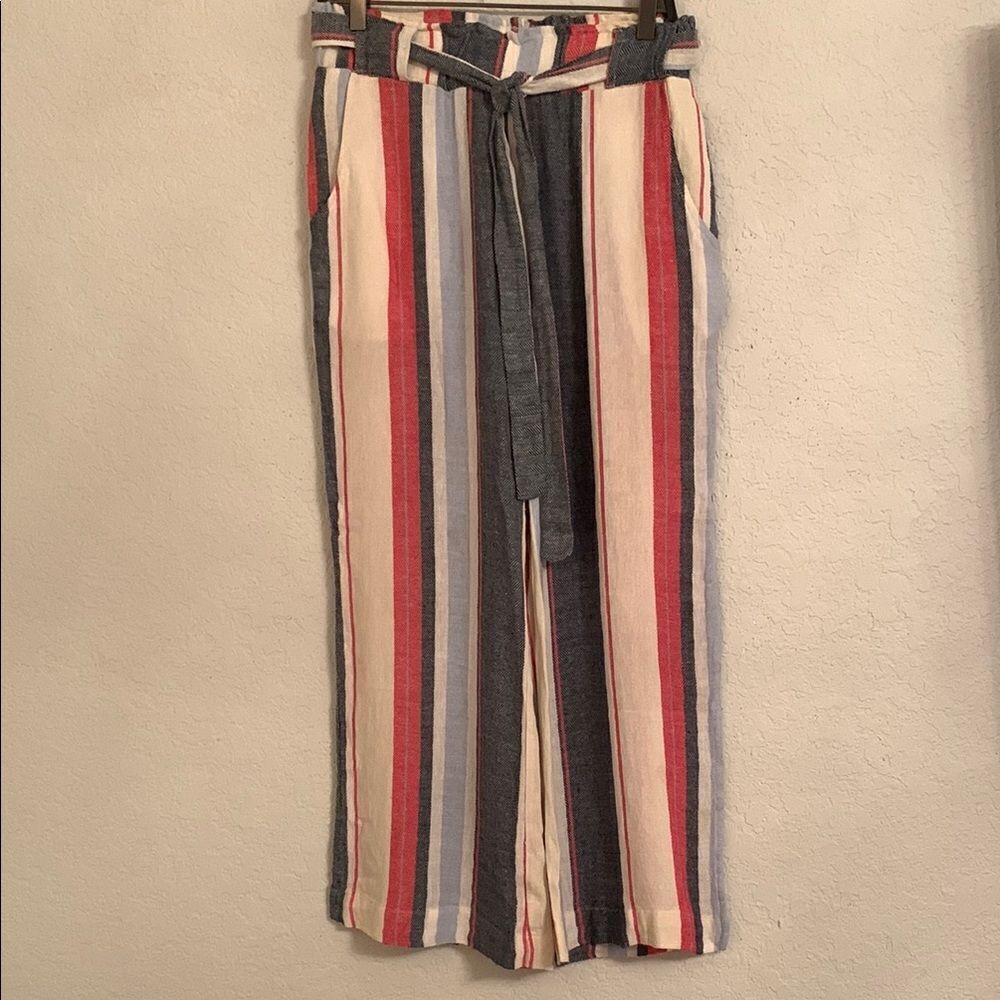 Indigo Rein Striped Multicolor Wide-Leg Pants with Belt Size M